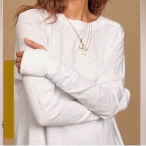 Free People x We The Free Arden Long Sleeve Tee in White Small